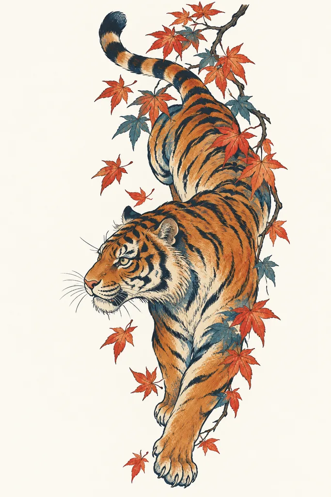 V5 Ukiyo-e tiger designed for a forearm, about 10 cm tall, generated by ChatGPT